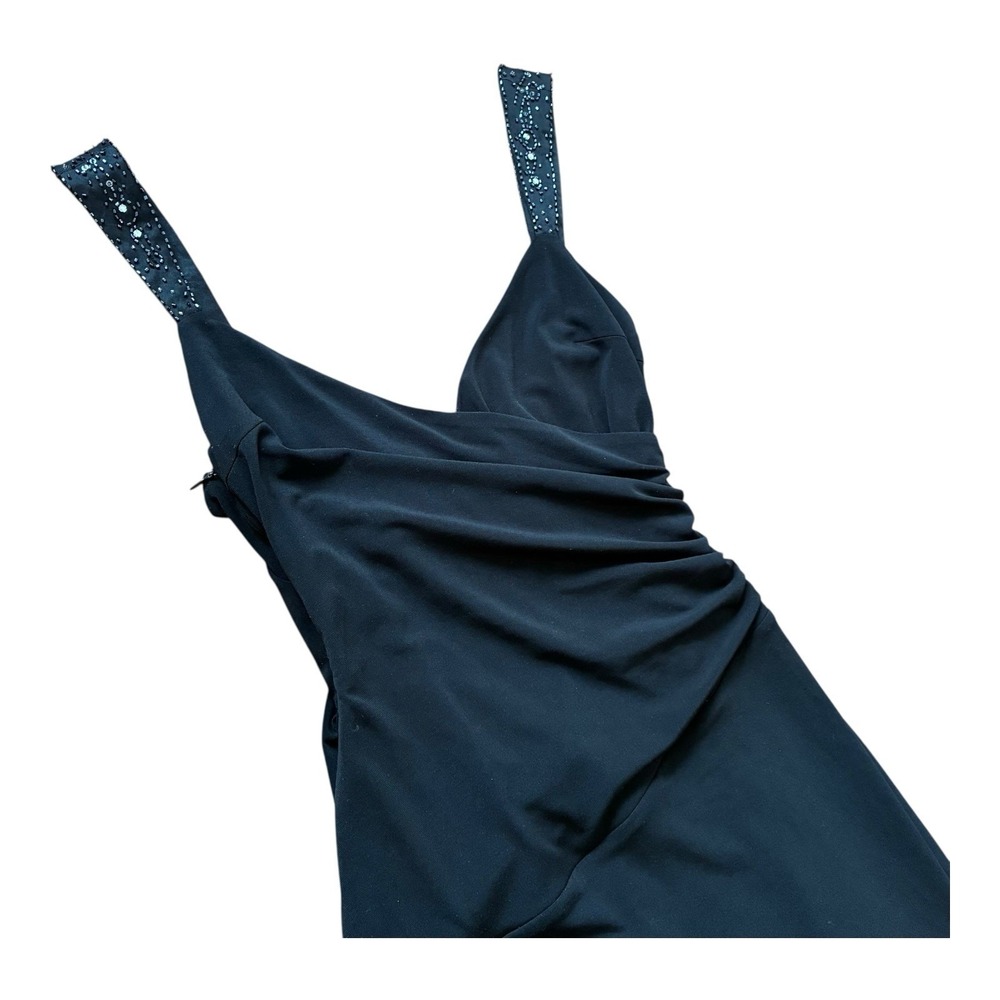 NWT Laundry By Shelli Wrap Mini Dress Sz 4 Black Strap Emblished Tapered Bottom